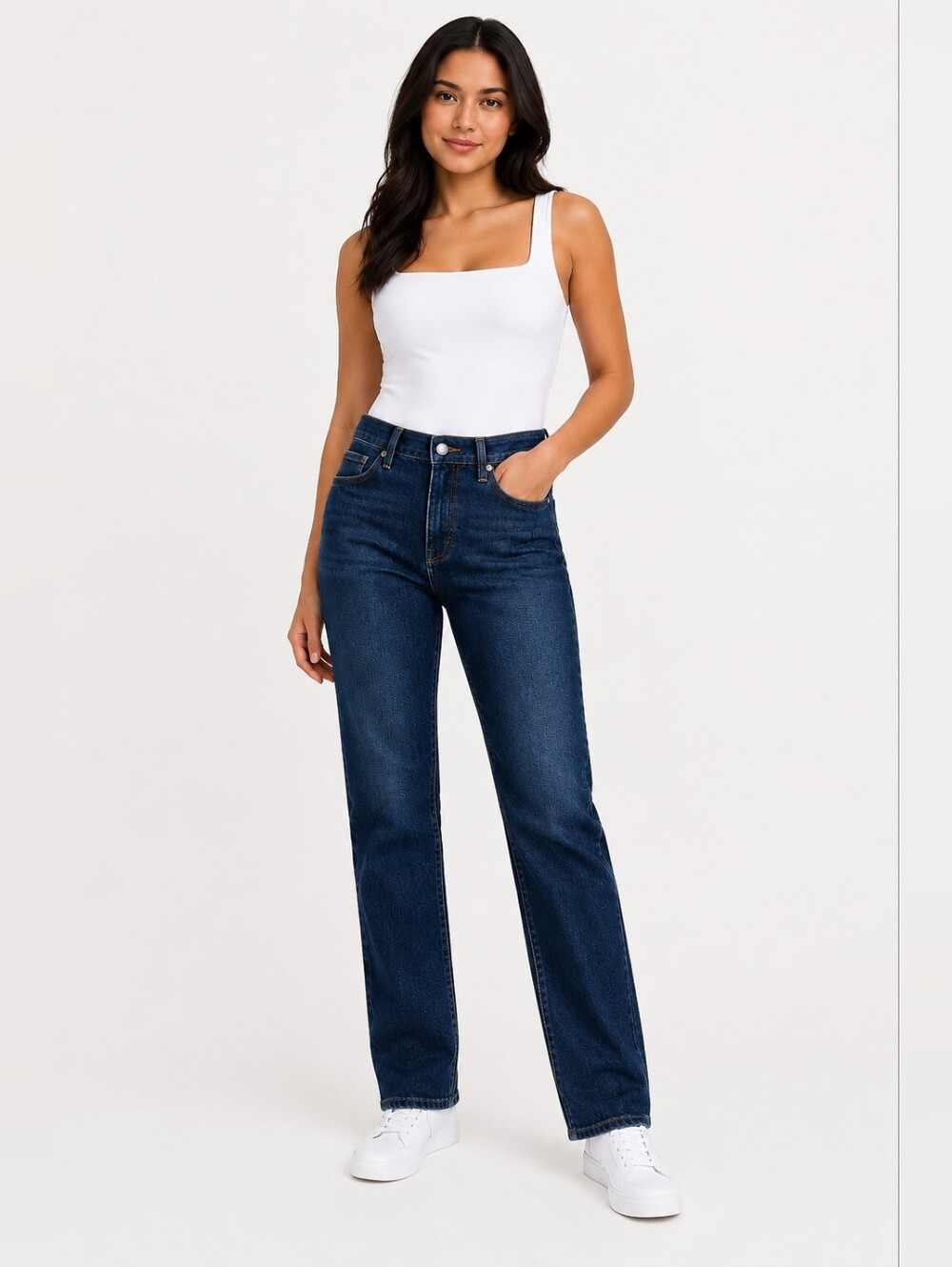 Good American Good Straight Jeans Size 8/29 Dark Wash Stretch Denim NWT